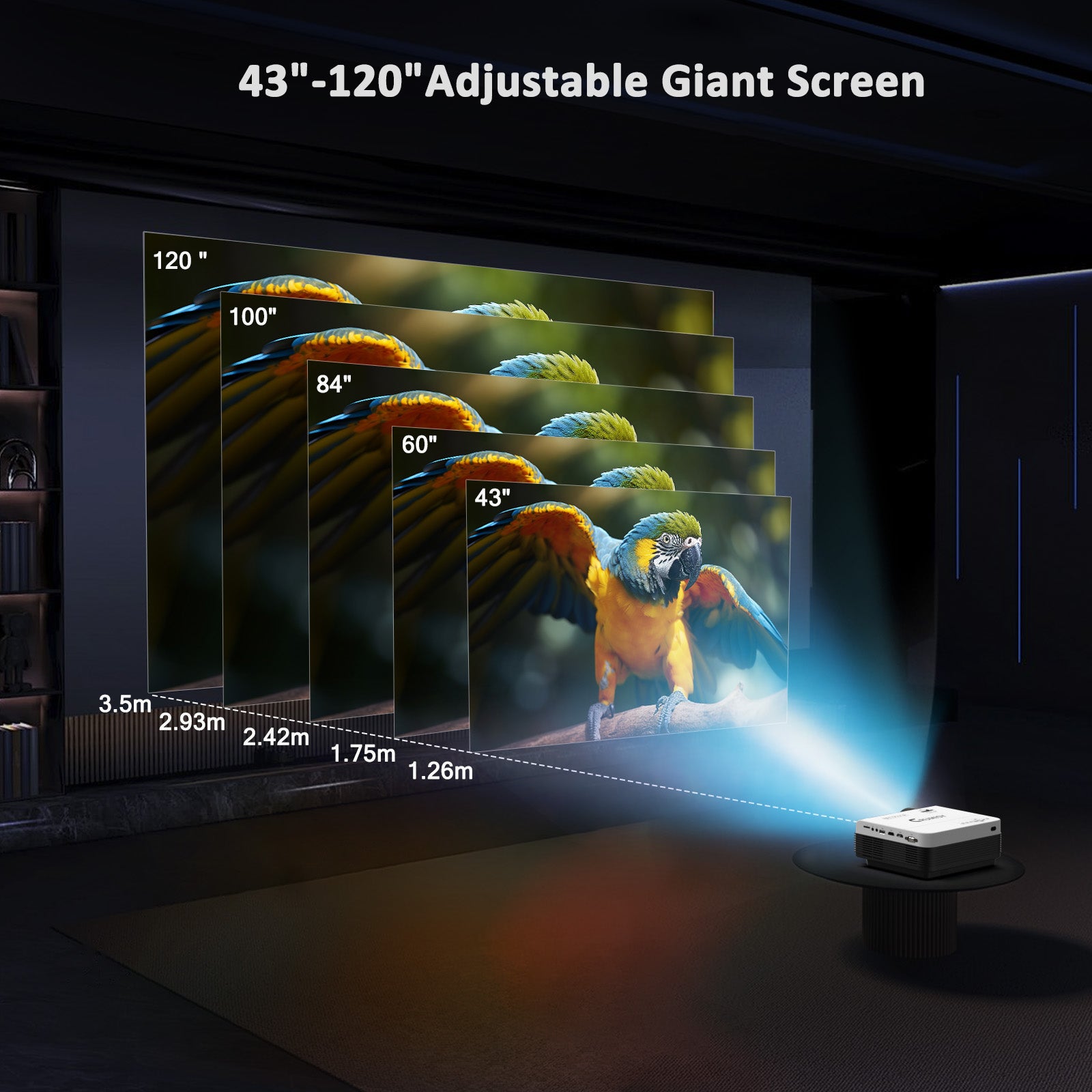 Projecteur avec WiFi et Bluetooth, projecteur 1080P, prise en charge 4K, projecteur intelligent 5G pour films en plein air 