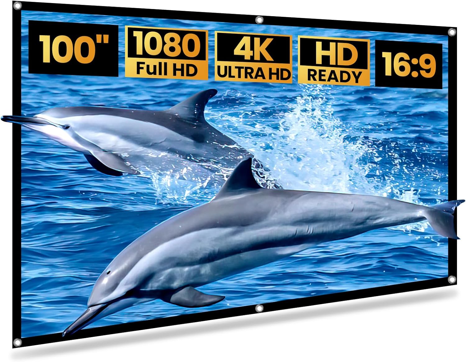 100" Projector Screen,Outdoor Projector Screen 16:9 4K HD Wrinkle-Free Lightweight Movie Screen